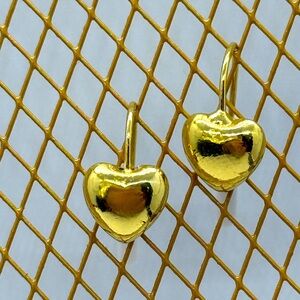 Gold-Tone Puffy Heart Drop Earrings – New